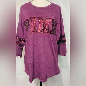 Pink Victorias Secret Sequin Logo T-shirt